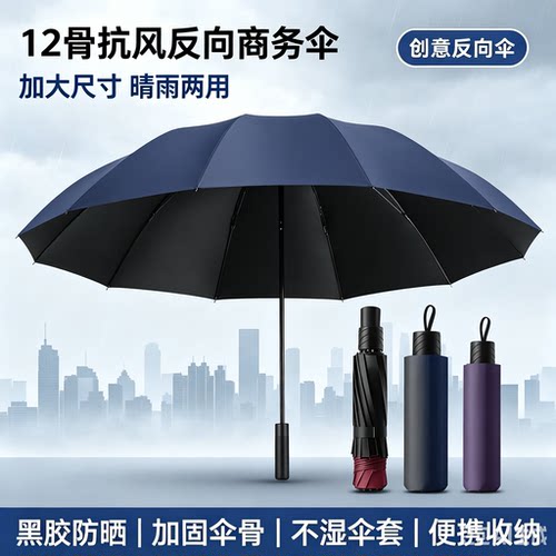 【12骨超大号】折叠防暴雨伞加大加厚三人晴雨两用防晒遮阳伞HQ2