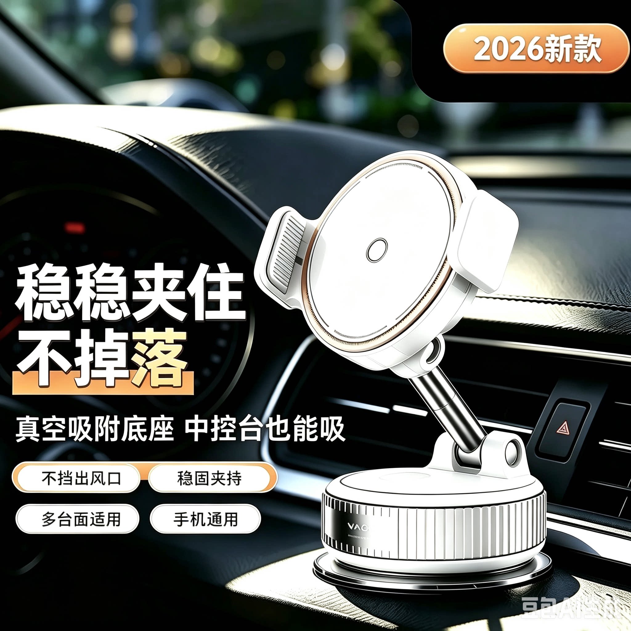 2026新款车载手机支架真空吸附磁吸导航中控台多场景通用支架HQ