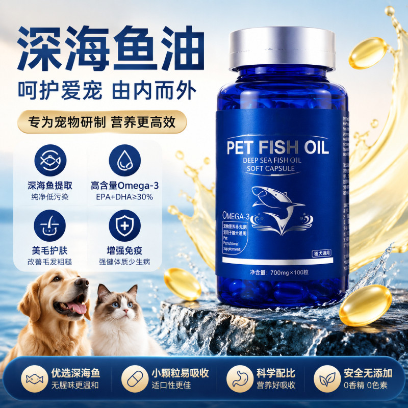 宠物鱼油猫狗通用猫咪专用宠物防掉毛犬用卵磷脂三文鱼美毛靓毛