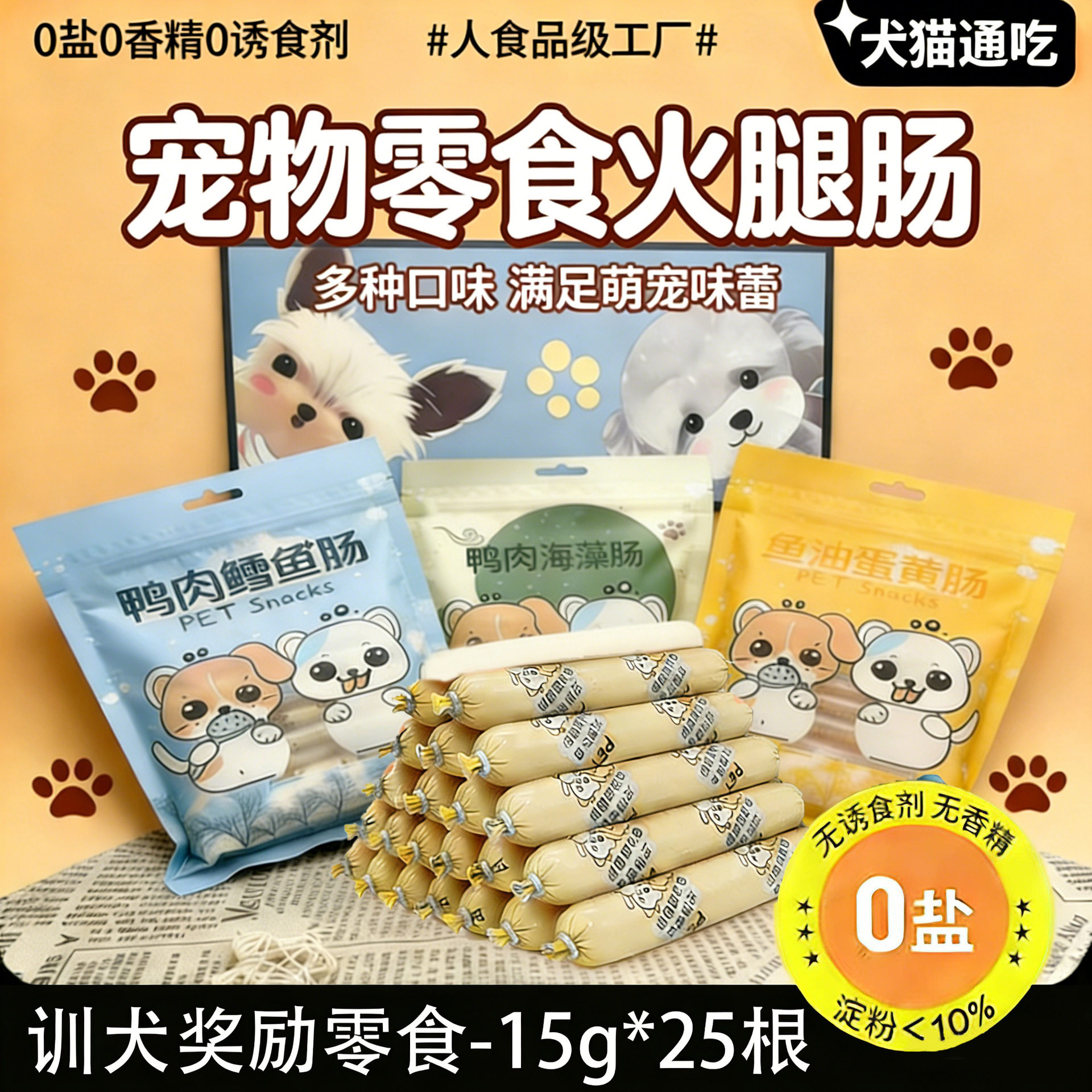 狗狗火腿肠零食泰迪比熊小型犬宠物成幼犬专用狗香肠鸭肉鳕鱼肉肠