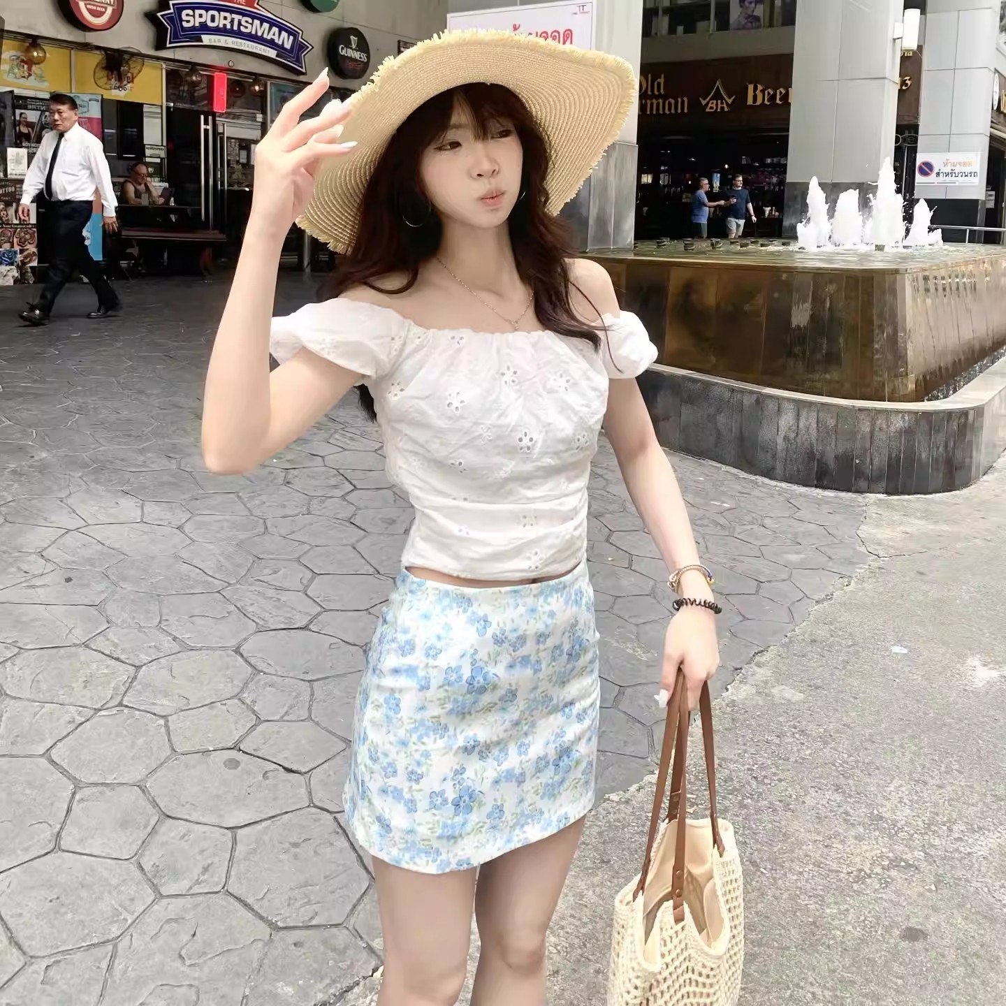 碎花高腰包臀半身裙女春
