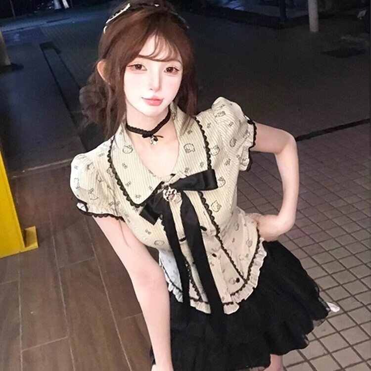 日系甜美学院风蝴蝶结短
