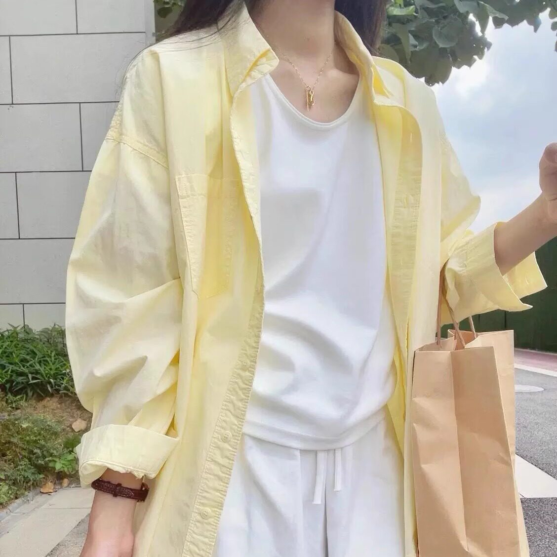 2026新款奶黄色长袖衬衫