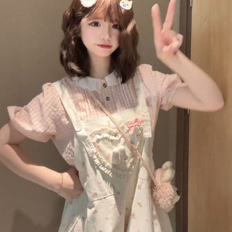 日系学院风甜美卡通印花