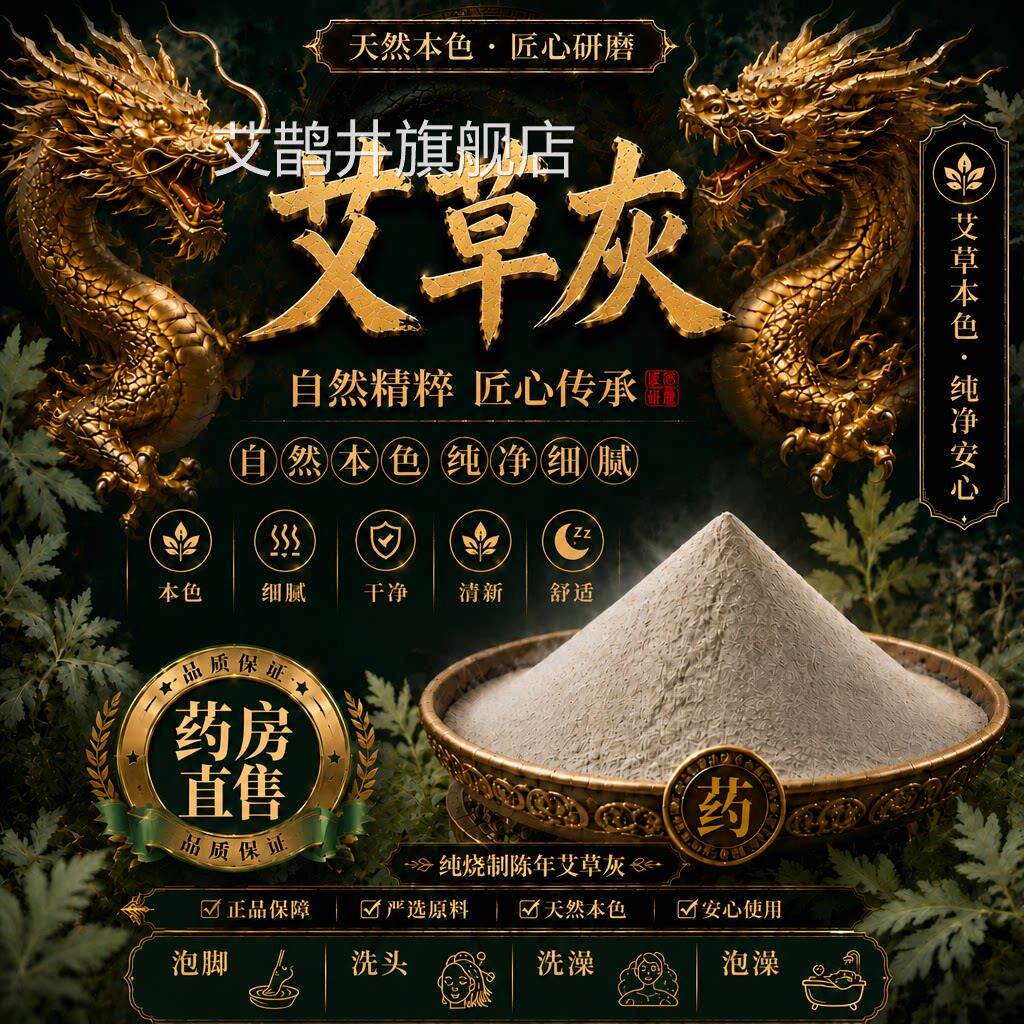 纯烧制面艾草灰粉洗头泡脚膜艾灸控油脱发痘痘印草木灰养生2gh艾