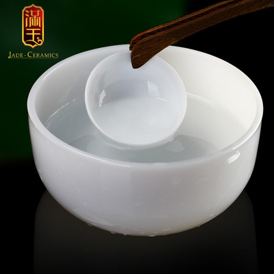 满玉6寸纯白玉瓷茶洗 家用加厚单个茶洗碗笔洗汤碗泡面碗水盂水洗