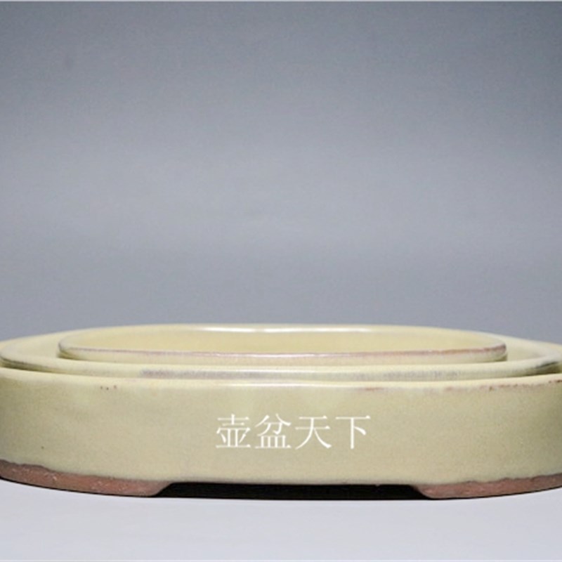 宜兴紫砂花盆釉盆无孔假山盆花盆底托椭圆花盆厂价直销2