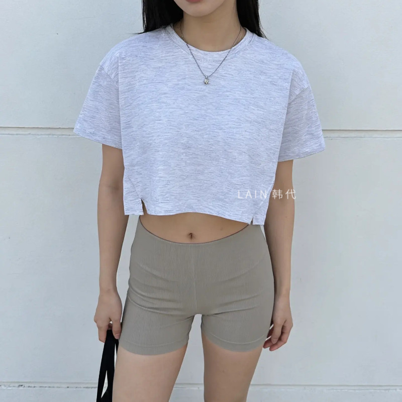包邮韩国东大门韩代短款露脐短袖女夏宽松高腰短T恤上衣性感