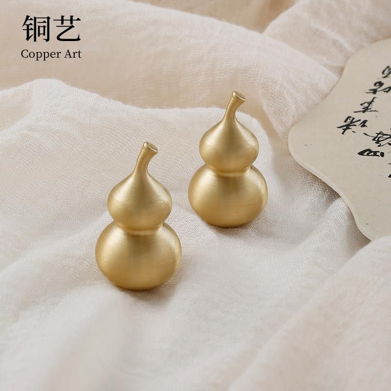 新中式葫芦轻奢黄铜吊坠拉手鞋柜衣柜门简欧式抽屉简约金色小把手