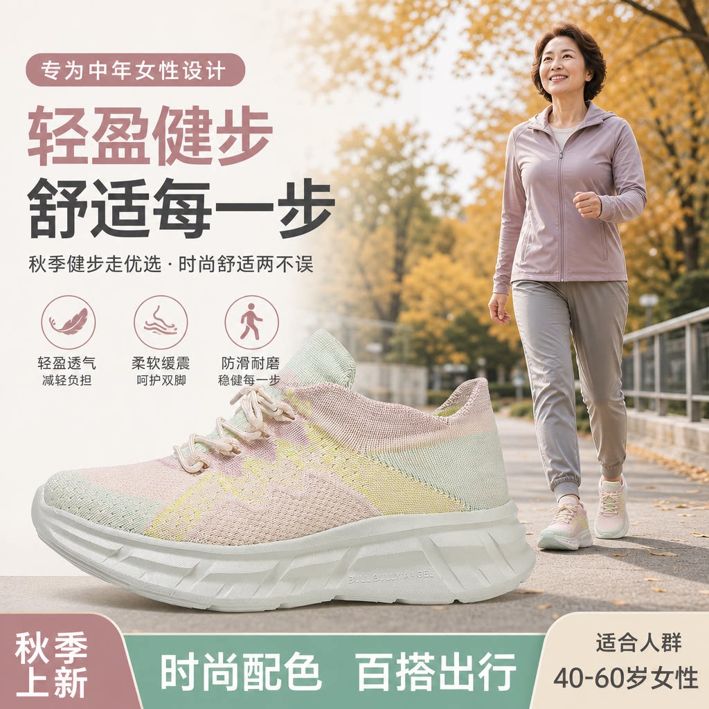 2026新款运动休闲鞋女轻便软底广场舞鞋不累脚户外健身鞋子