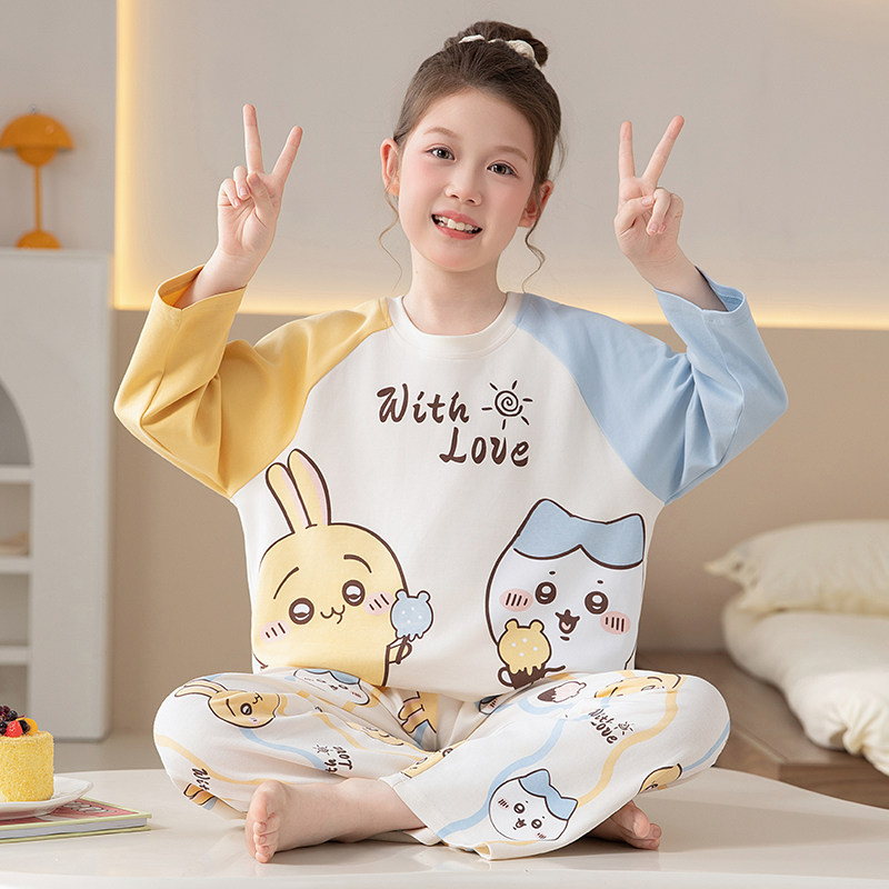 儿童睡衣女童春秋季2025新款纯棉大童套装女孩长袖宝宝秋款家居服