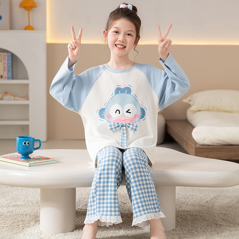 儿童睡衣女童春秋季2025新款纯棉大童套装女孩长袖宝宝秋款家居服