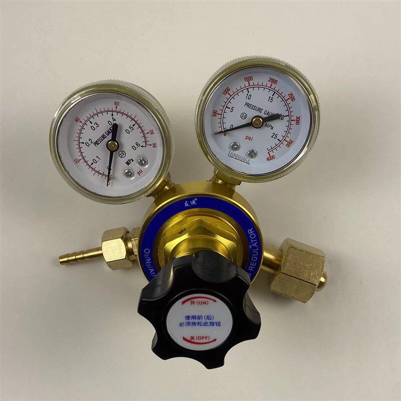 铜标气减压器阀双表头4L 8L气瓶螺母w21.8-14右旋出气宝塔接头6mm