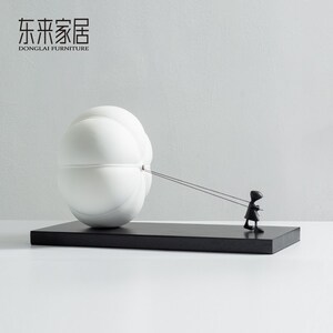 东来家居创意拉气球小孩摆件客厅玄关柜摆设样板间儿童房软装饰品