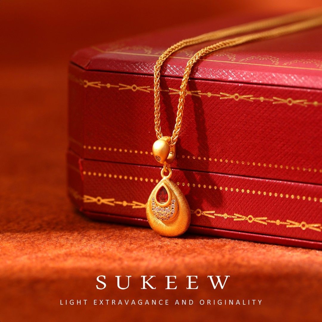 SUKEEW/酥可【孔雀翎】优雅拉丝幸运水滴项链392211