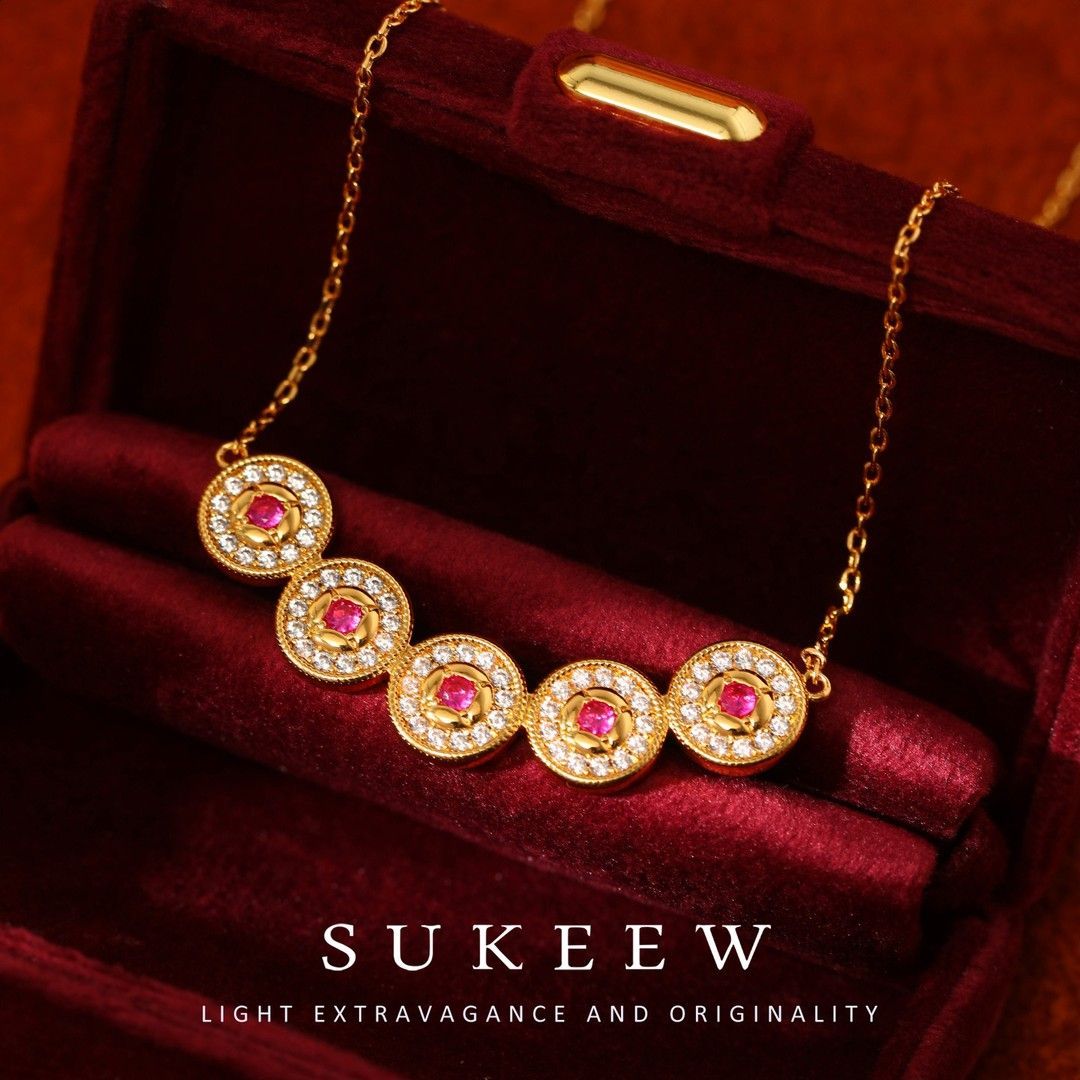 SUKEEW酥可财运连连红镶项链