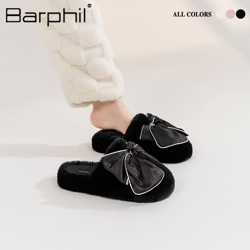 Barphil毛毛拖鞋厚底女外穿2025秋冬新款室内家居毛绒棉拖女生