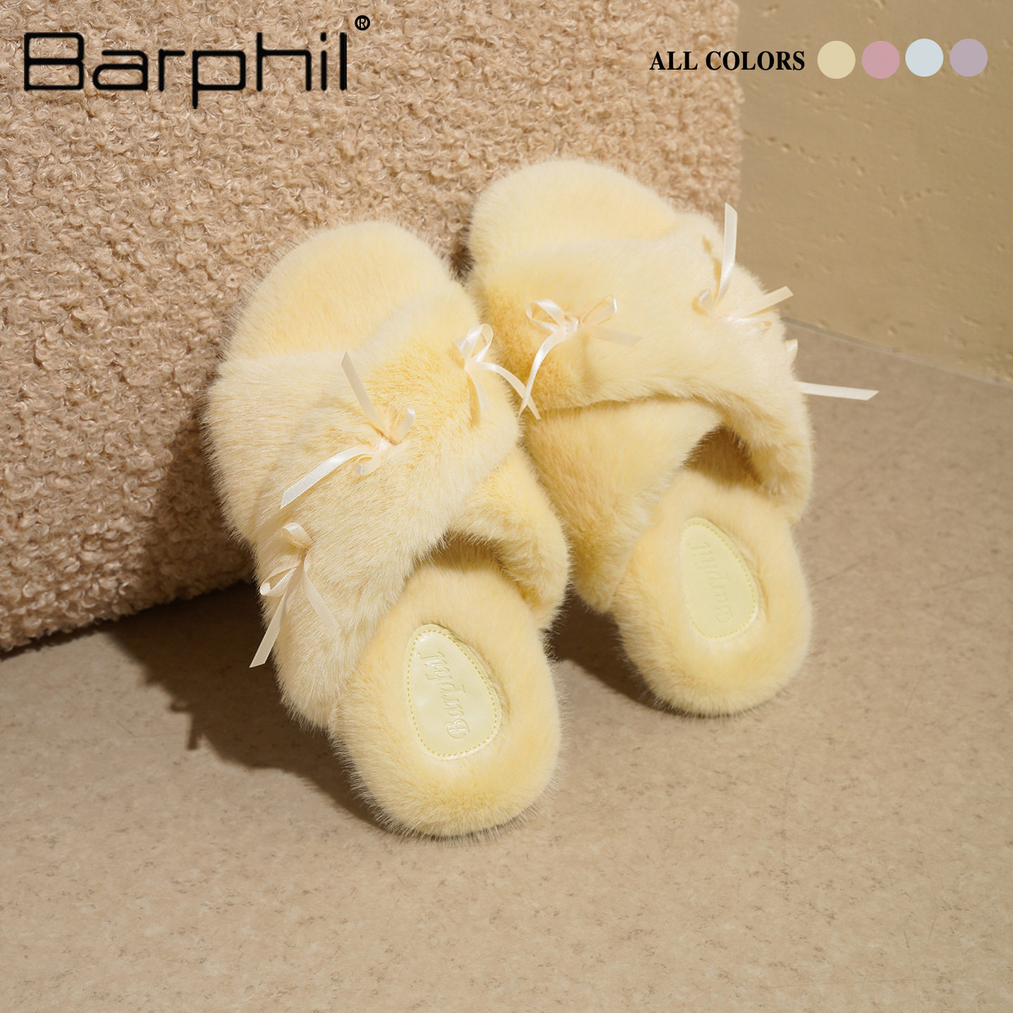 Barphil女生网红毛毛拖鞋新款秋冬棉鞋室内家居保暖透气高跟