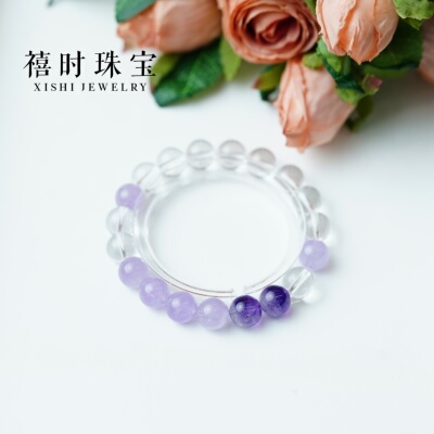 七曜集福多宝水晶手链天然白水晶紫晶黄晶草莓晶蓝晶护身送礼手串