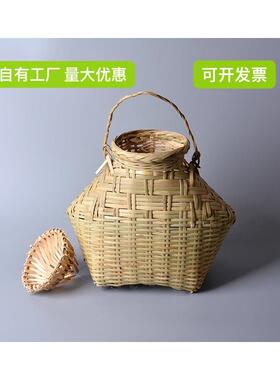 钓鱼鱼篓装鱼黄鳝笼鱼笼竹编竹箩纯手工采茶篓工艺品表演道具装饰