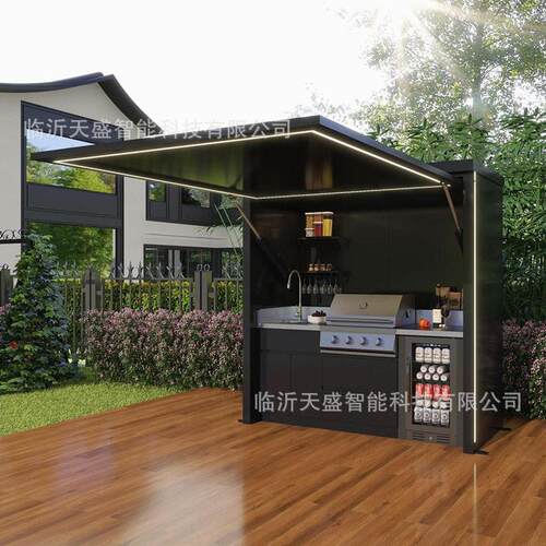 出口中东模块化户外厨房一体化烧烤台智能照明庭院餐饮kitchen