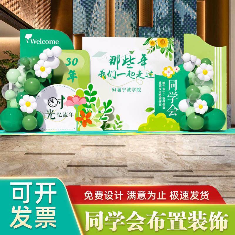 同学聚会场景布置20十周年毕业氛围气球装饰拍照签名背景墙kt展板