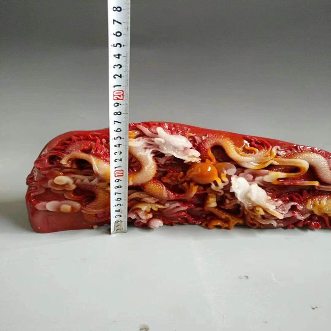 玉石二龙戏珠摆件寿山石芙蓉石工艺品奇石原石石雕居家办公乔迁送