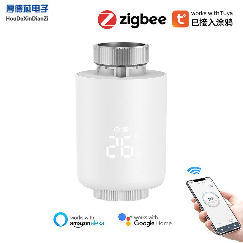 智能恒温控制器暖气片水地暖智能温控阀涂鸦ZigBee手机远程控制