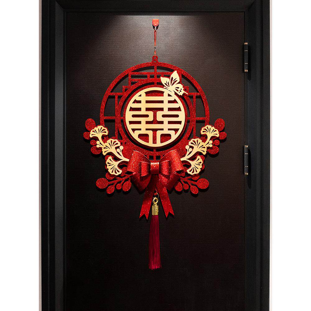 结婚立体喜字挂饰婚房布置婚庆用品大全婚礼卧室房门装饰挂件囍字