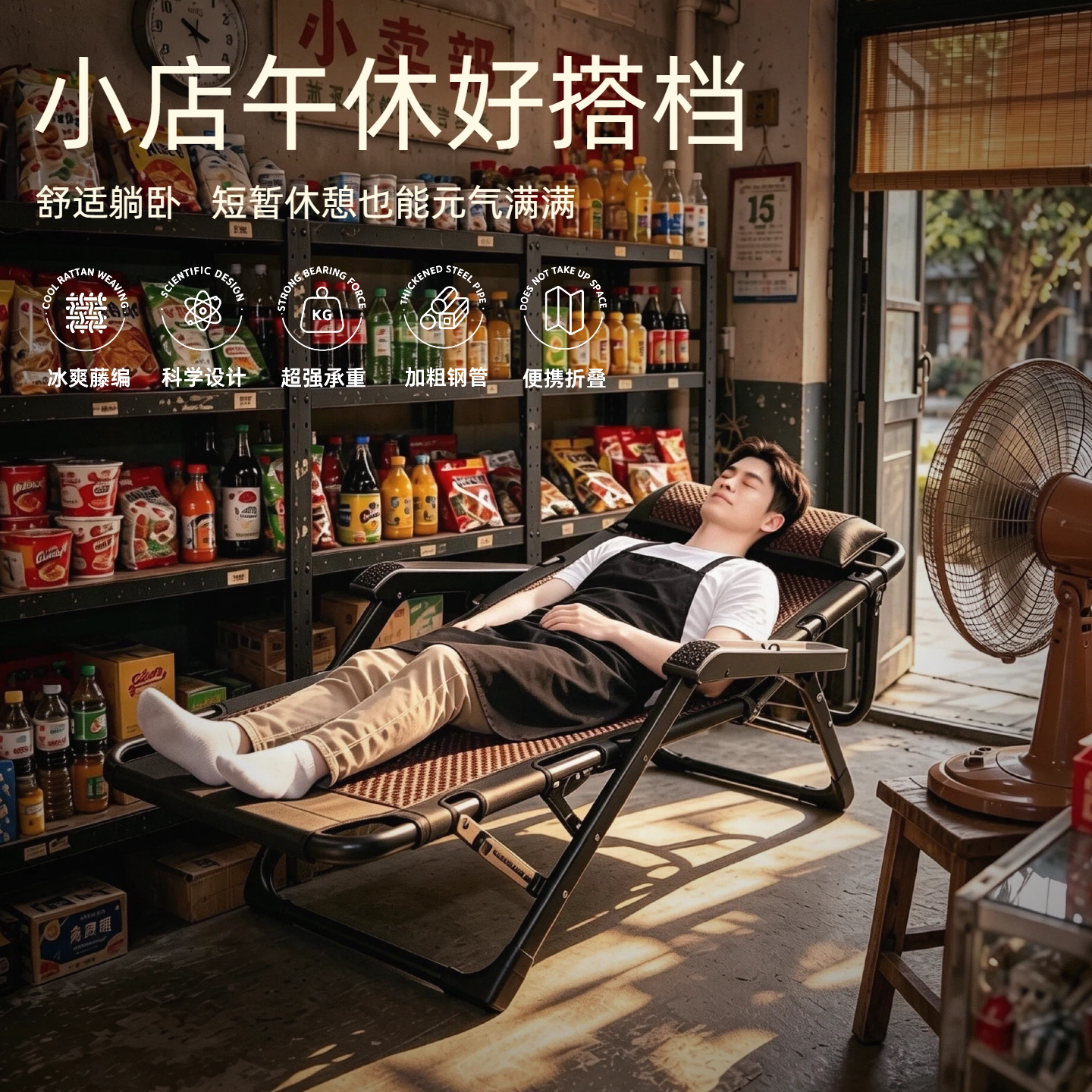 藤编躺椅折叠办公室午睡床