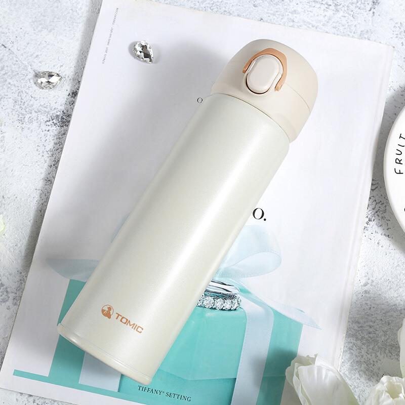 不锈钢保温杯便携可爱简约大容量水杯子学生弹跳盖礼品杯