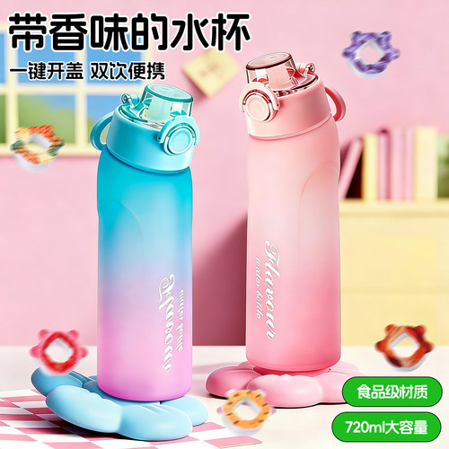 玩味水杯子外出便携儿童学生上学专用吸管杯玩味环男女高颜值水瓶