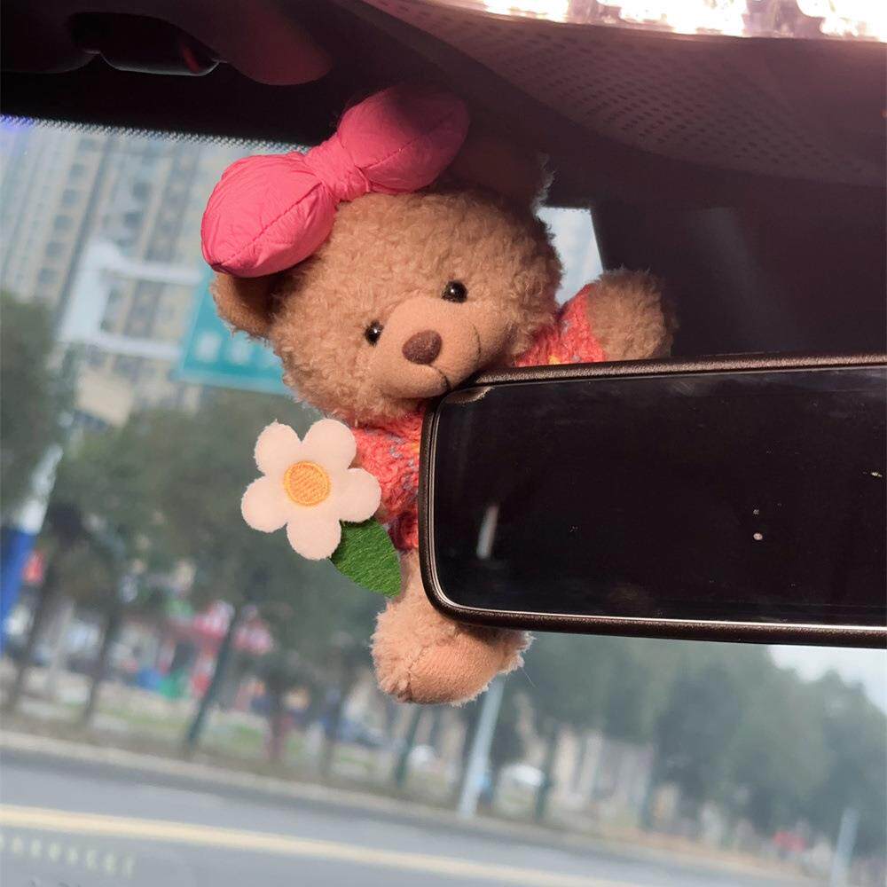 汽车创意可爱萌宠小熊后视镜摆件卡通车载装饰车内饰品爱车装潢女