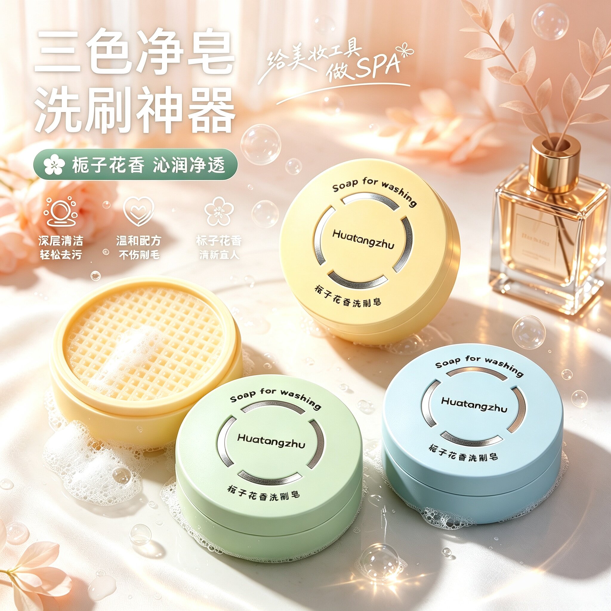花棠主刷具清洁皂洁皂剂丝化妆刷粉扑美妆蛋神器便携不脏手洗刷皂