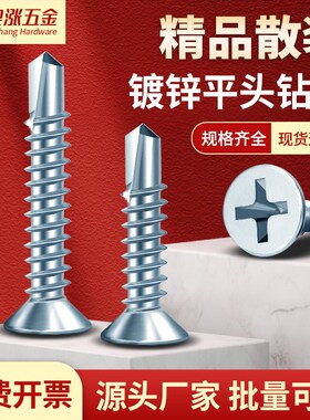 镀锌精品散装平头钻尾螺丝十字沉头自攻自钻螺丝钉彩钢瓦铁皮螺丝