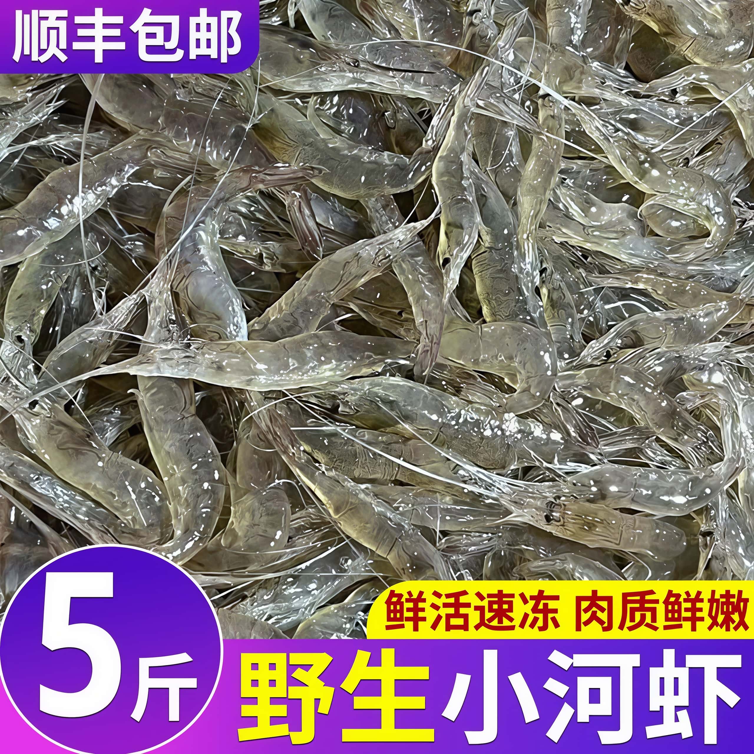 淡水小河虾鲜活速冻冻虾大号野生现捕河虾冰鲜青虾小草虾湖虾淡水
