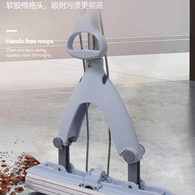 伸缩杆免手洗对折式海绵拖布橡胶手柄挤水式拖把宽27cm