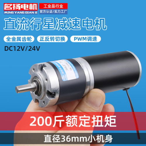 名扬微型直流减速电机36zy行星齿轮12v24v可调低慢速大扭力小马达