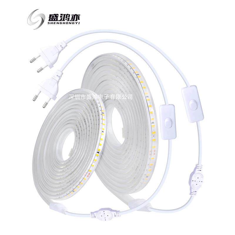 led灯带220V2835无导线120灯可裁剪高亮室内户外防水装饰长条灯带