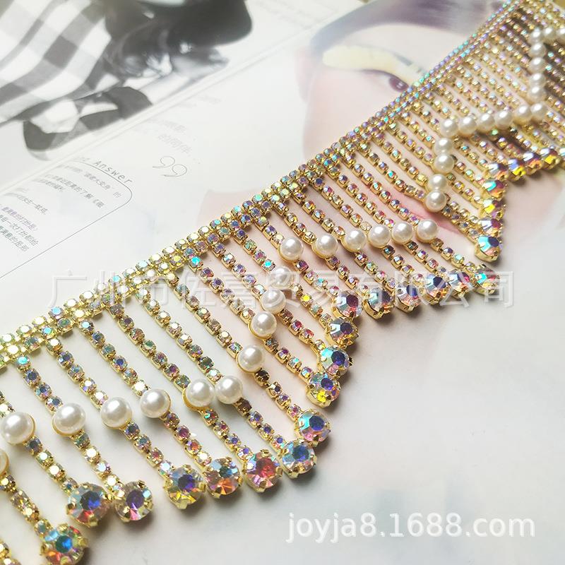 金色彩钻钻链花边新娘嫁衣秀禾服袖口装饰diy舞台服装配饰