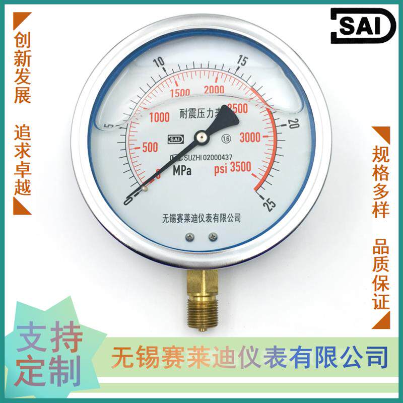 无锡赛莱迪仪表直销径向 充油耐震压力表YN150mm 液压油表