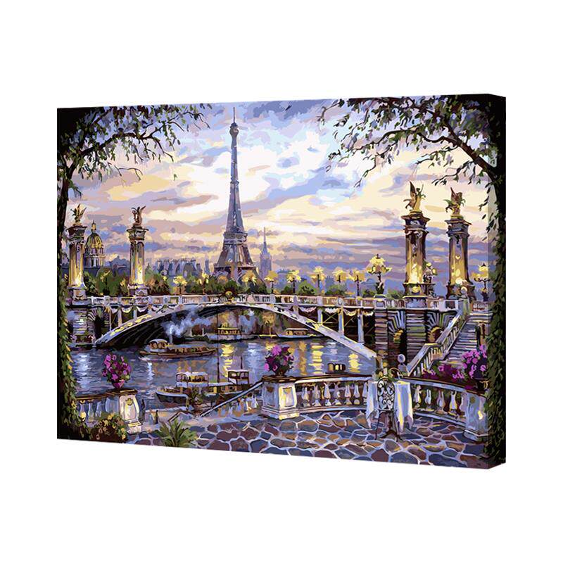 A6L易卓风景挂画手绘画画填充涂色手工油彩画填色装