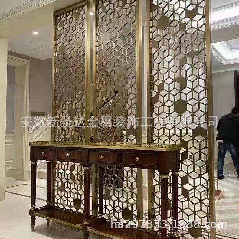 不锈钢屏风售楼处家装客厅背景墙隔断铁艺屏风家用屏豪华金属玄关