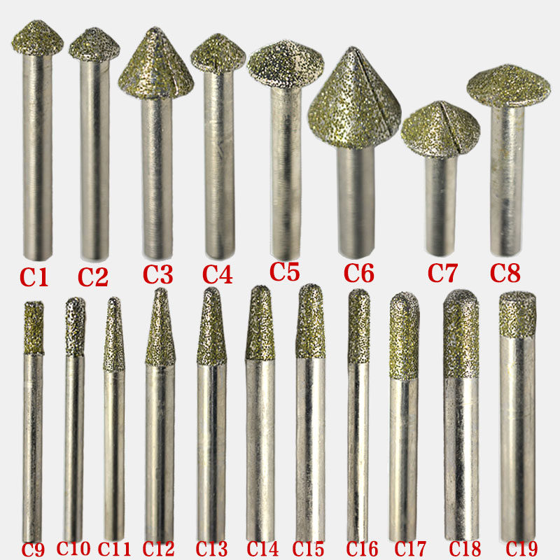 沪豪电镀数控石材雕刻刀浮雕刻字花岗岩金刚石玉石雕刀雕刻机刀具