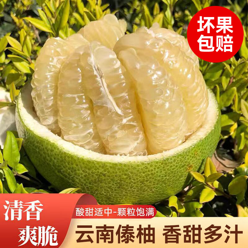 B云南西双版纳傣柚东试早柚新鲜青黄皮白心柚子清甜无涩当季水果