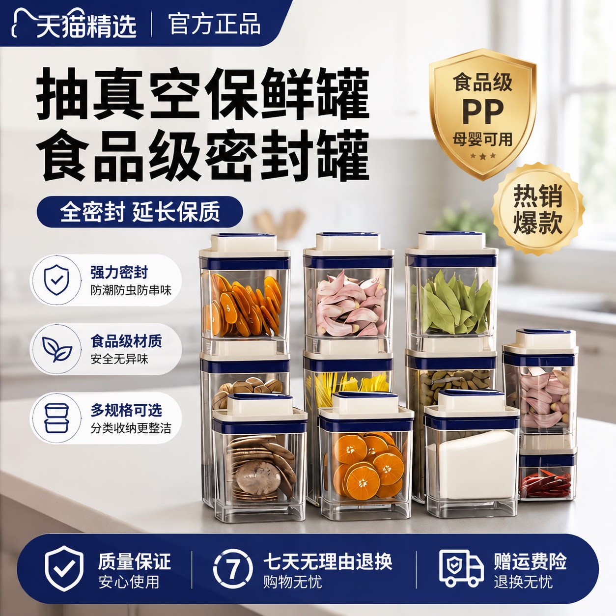 抽真空密封罐食品级厨房储物罐五谷杂粮奶粉咖啡豆保存罐