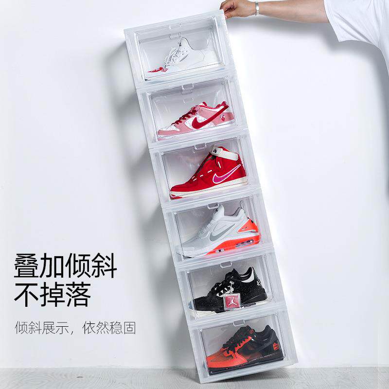 塑料球鞋展示收纳盒透明运动篮球四开门鞋柜高帮球鞋收藏展示鞋柜