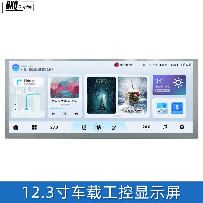 12.3寸1920*720 IPS显示屏LVDS横屏高亮车载导航屏HSD123JPW3-D10
