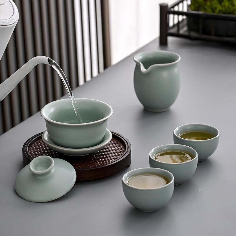 汝窑茶具套装15头功夫汝瓷开片可养茶壶茶洗茶叶罐茶杯商务礼品