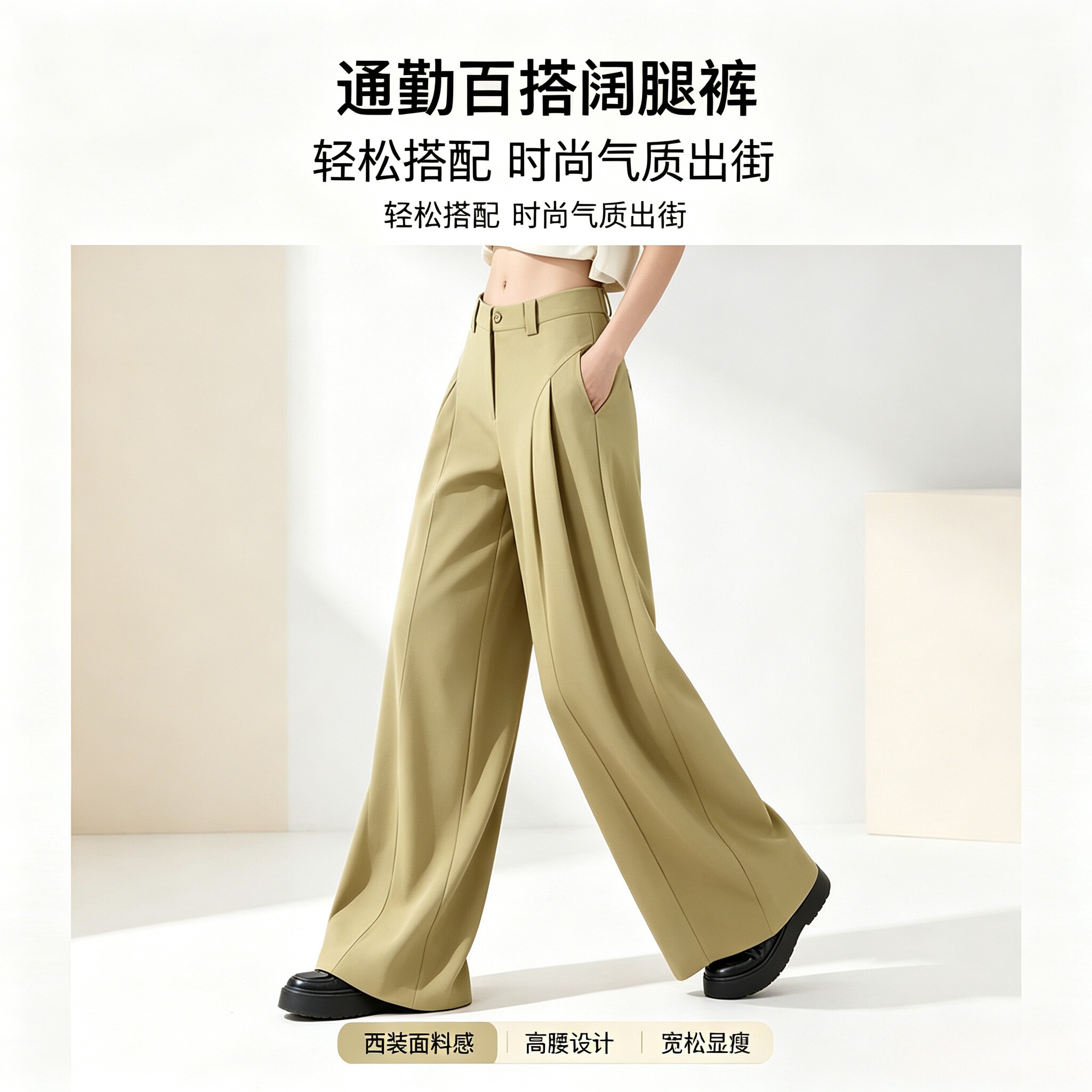 春秋女宽松显瘦贝斯阔腿西装裤